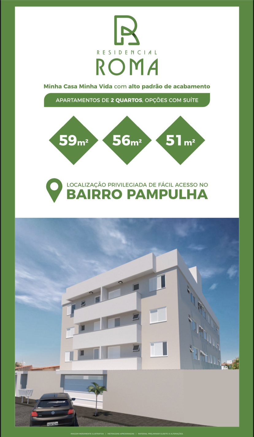 Apartamento bairro Pampulha Plantas de 51 à 59m2
